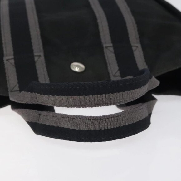 HERMES Fourre Tout PM Hand Bag Canvas Black Silver Auth bs24474 - Picture 8 of 16